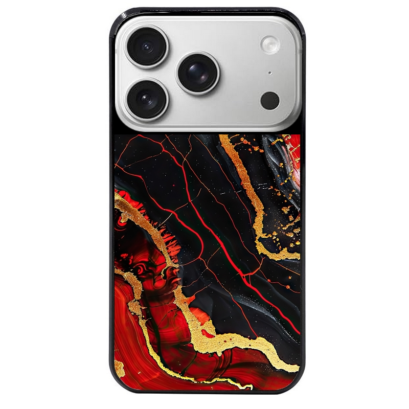 Coque noire taperso pour Iphone 17 17E AIR MAX PRO avec motif marbre rouge protection antichoc personnalisée