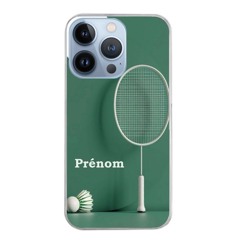 Coque taperso pour Iphone 13 et PRO MINI PRO MAX avec motif badminton sport personnalise protection antichoc personnalisée