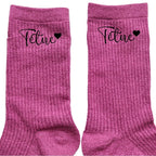 Chaussettes paillettes rose motif tëtue