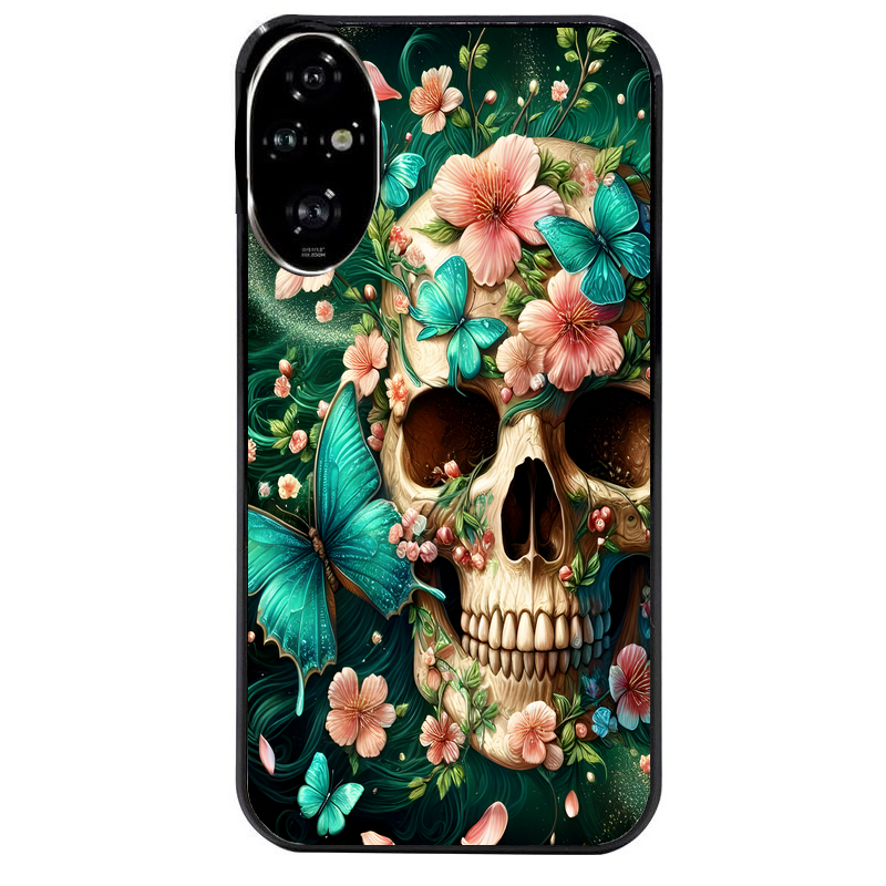 Coque noire taperso pour Honor 200 et Lite Pro Smart avec motif tete de mort skull printemps protection antichoc personnalisée