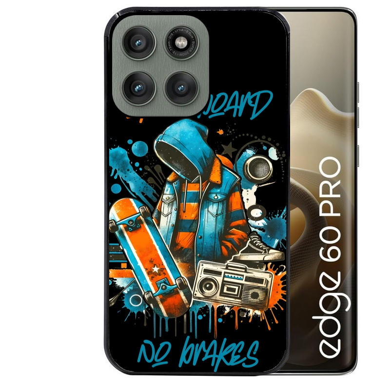 Coque noire taperso pour Moto Edge 60 et Neo Fusion Pro avec motif skate board protection antichoc personnalisée