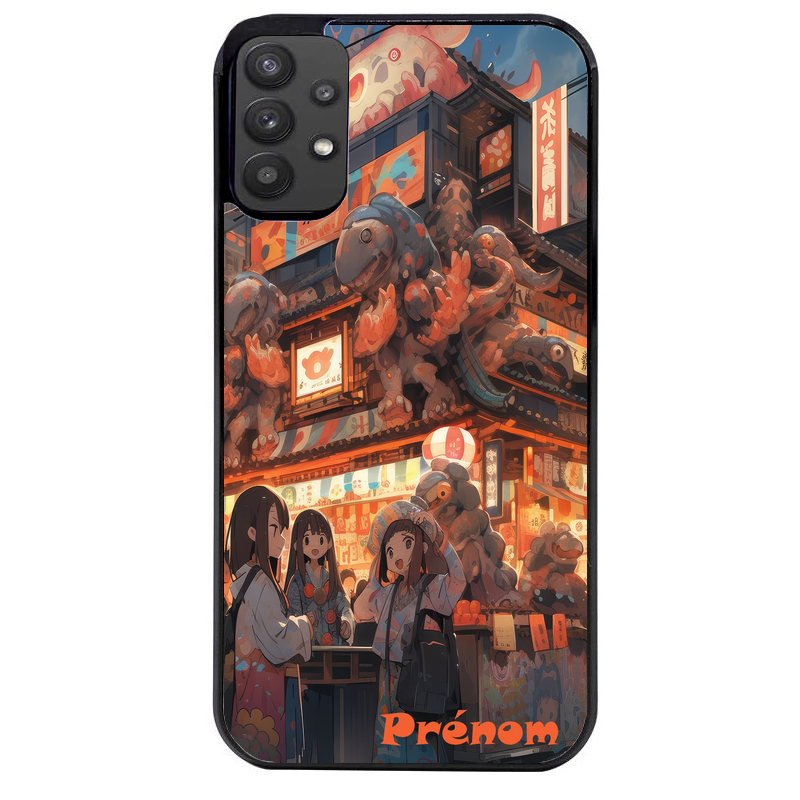 Coque noire taperso pour galaxy A22 A32 A52 A52S 4G 5G  avec motif anime street japan personnalise protection antichoc personnalisée