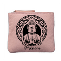 Porte monnaie personnalisé motif bouddha mandala rose clair en feutrine en feutrine