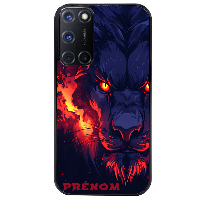 Coque noire taperso pour OPPO Reno 8 LITE avec motif lion anime protection antichoc personnalisée