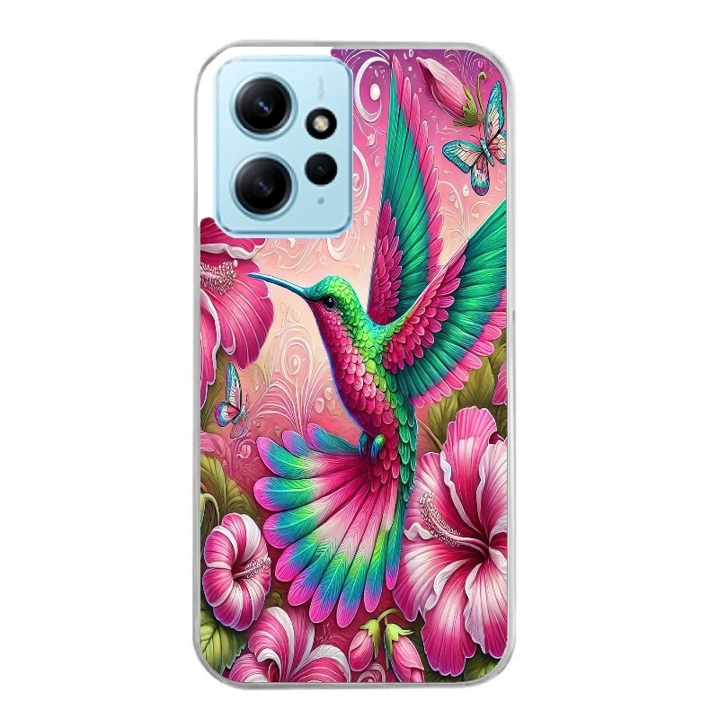 Coque taperso pour Redmi Note 12 4G 5G PRO 4G avec motif colibri et fleurs protection antichoc personnalisée