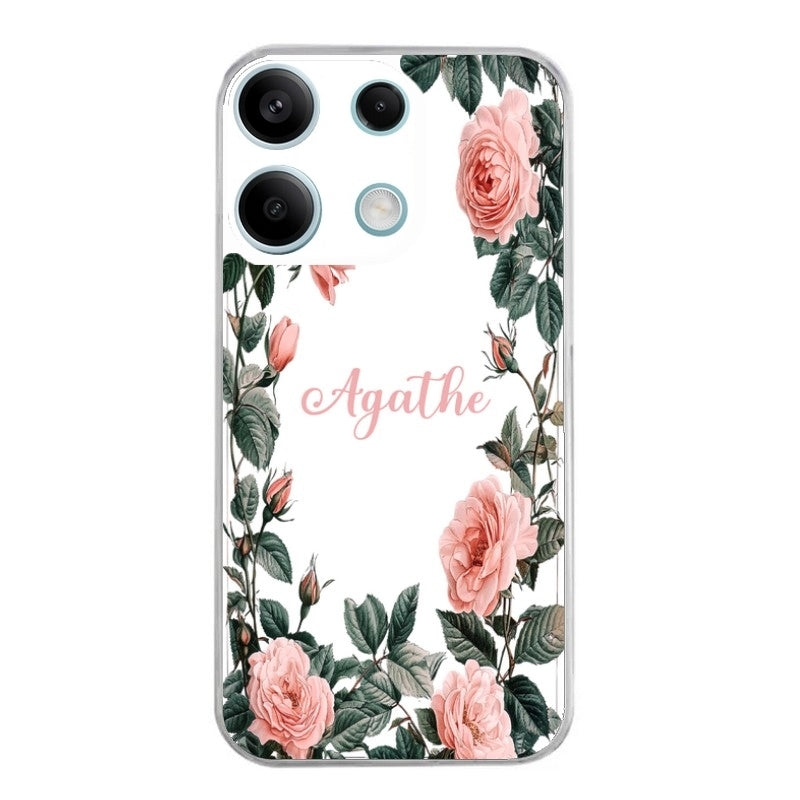 Coque taperso pour POCO X6 5G avec motif cadre fleur pastel personnalisee protection antichoc personnalisée