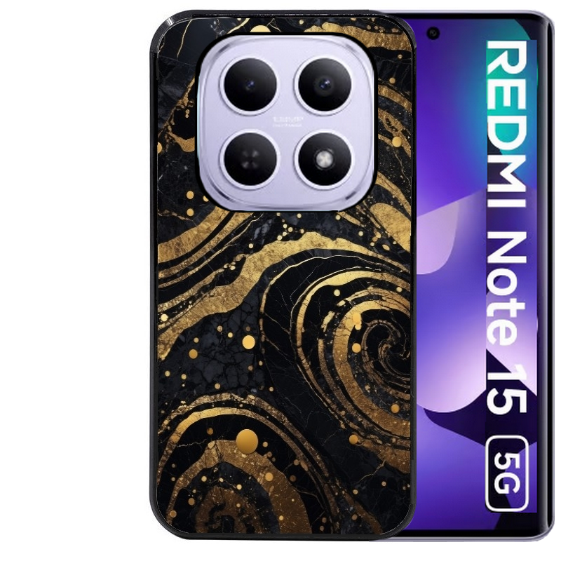 Coque noire taperso pour Redmi Note 15 et PRO PLUS 4G 5G avec motif marbre noir protection antichoc personnalisée
