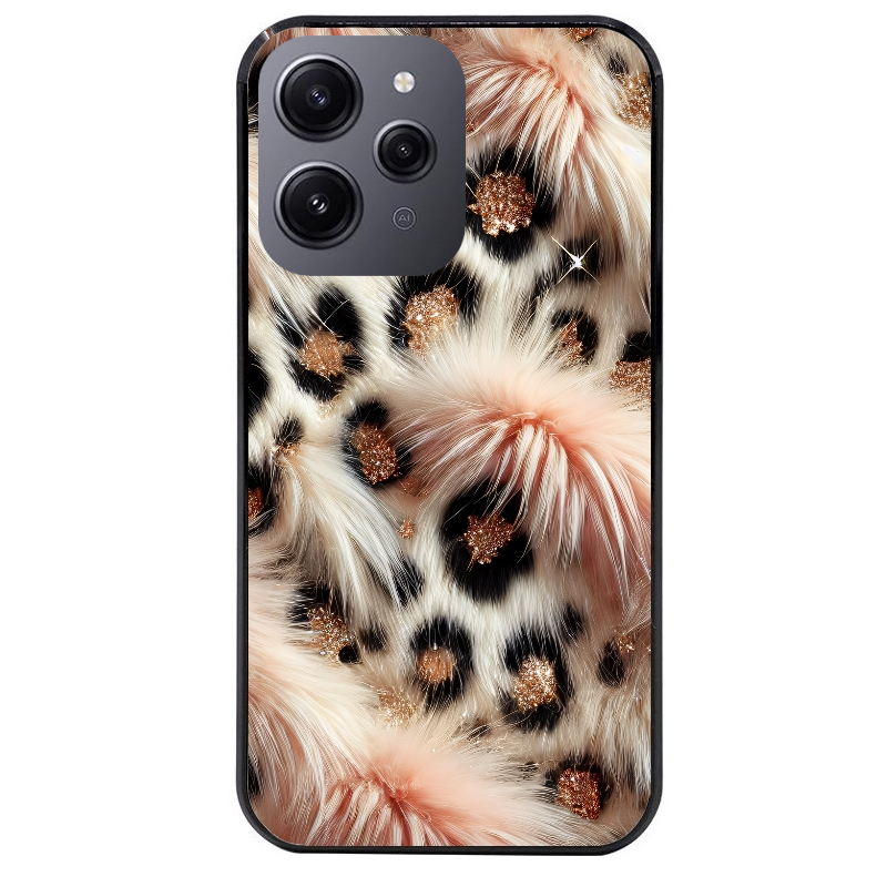 Coque noire taperso pour Redmi 12 4G et 5G avec motif effet fourrure leopard 1 protection antichoc personnalisée