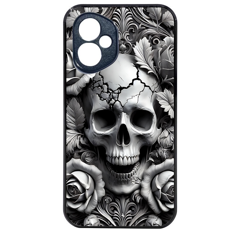 Coque noire taperso pour Honor 400 et Lite Pro Smart avec motif tete de mort fleur protection antichoc personnalisée