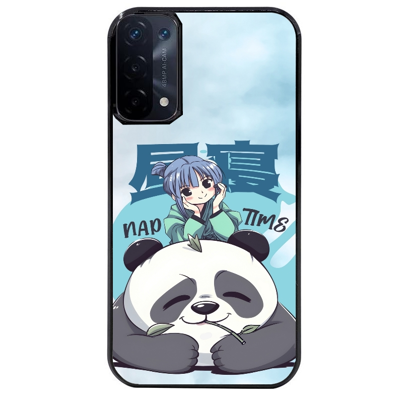 Coque noire taperso pour OPPO A54 et A74 5G avec motif panda anime protection antichoc personnalisée
