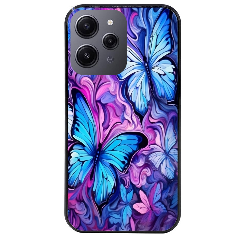 Coque noire taperso pour Redmi 12 4G et 5G avec motif papillon violet uv protection antichoc personnalisée
