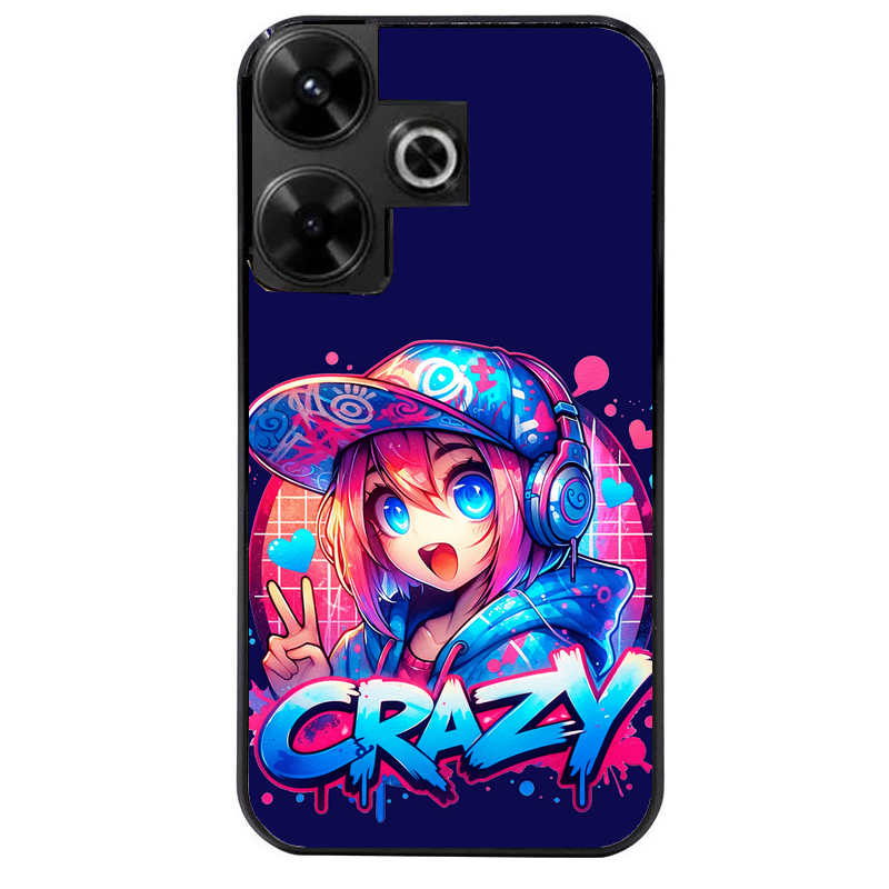 Coque noire taperso pour Redmi 13 4G avec motif anime crazy protection antichoc personnalisée