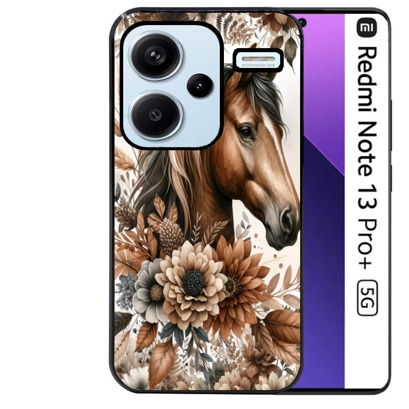 Coque noire taperso pour Redmi Note 13 PRO PLUS 5G avec motif cheval automne protection antichoc personnalisée
