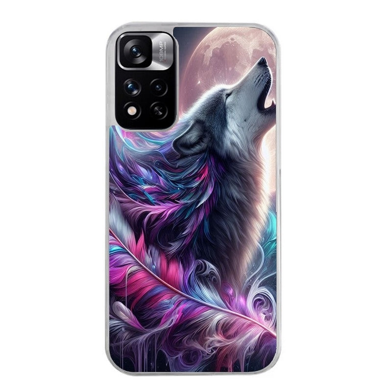 Coque taperso pour Redmi Note 11 4G PRO 5G 11S avec motif loup et fleur protection antichoc personnalisée