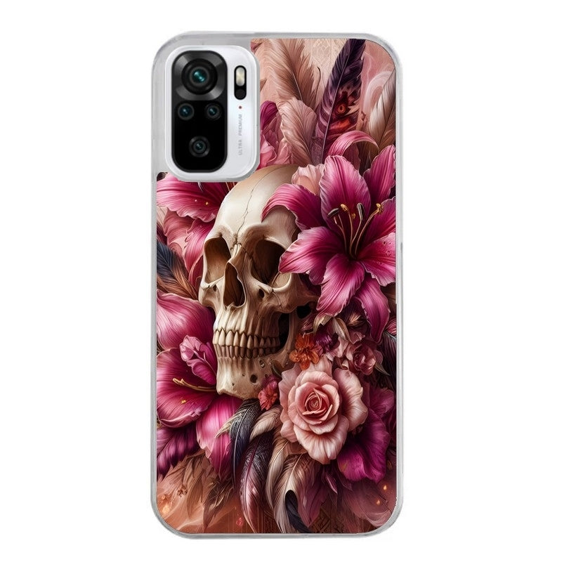 Coque taperso pour Redmi Note 10 4G 5G PRO 10S avec motif tete de mort skull plume protection antichoc personnalisée