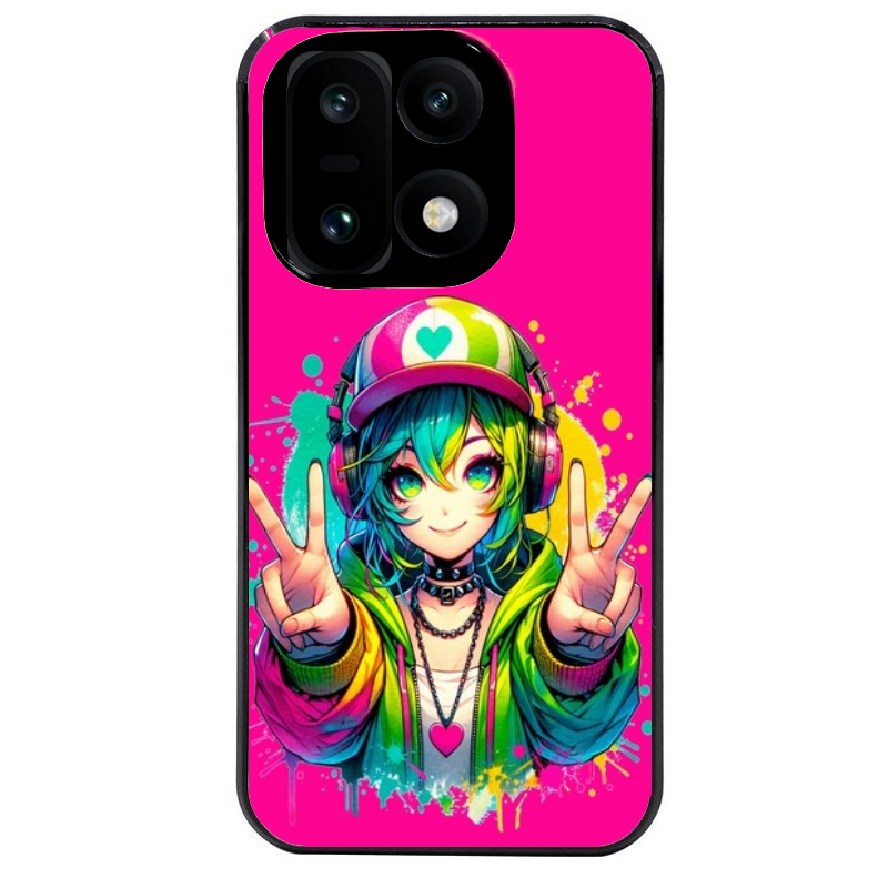 Coque noire taperso pour OnePlus 15 avec motif anime manga et tag protection antichoc personnalisée