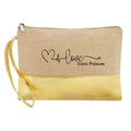 Pochette personnalisée love et coeur en jute et doré en jute et doré