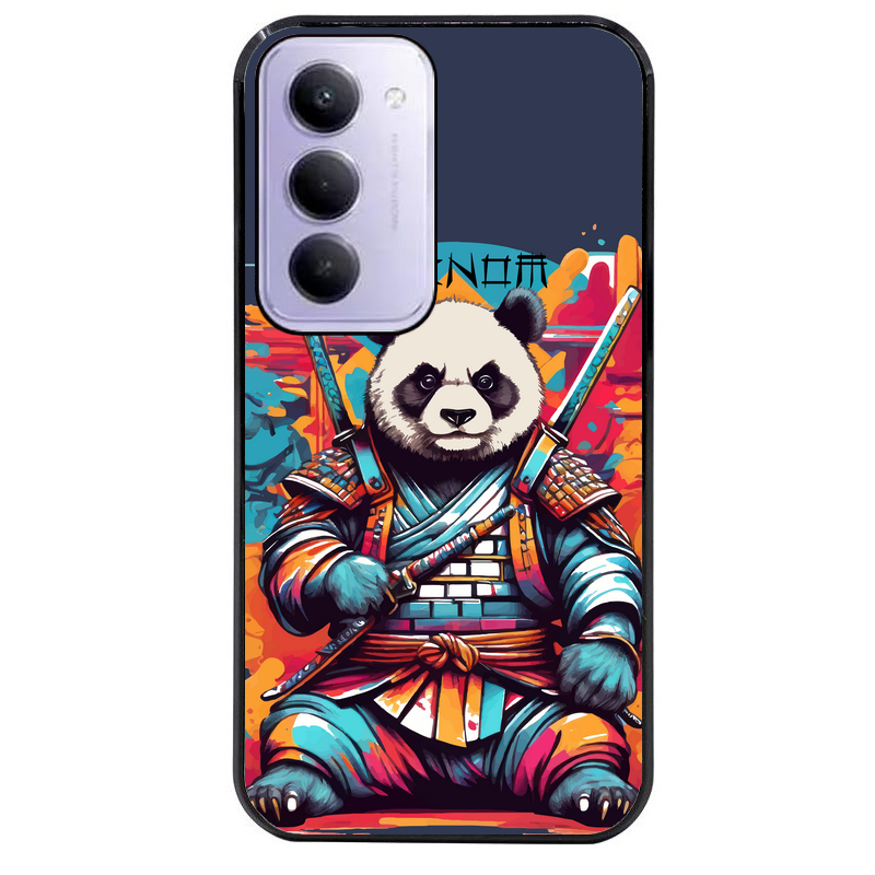 Coque noire taperso pour Redmi 15 4G et 5G avec motif panda katana personnalisee protection antichoc personnalisée