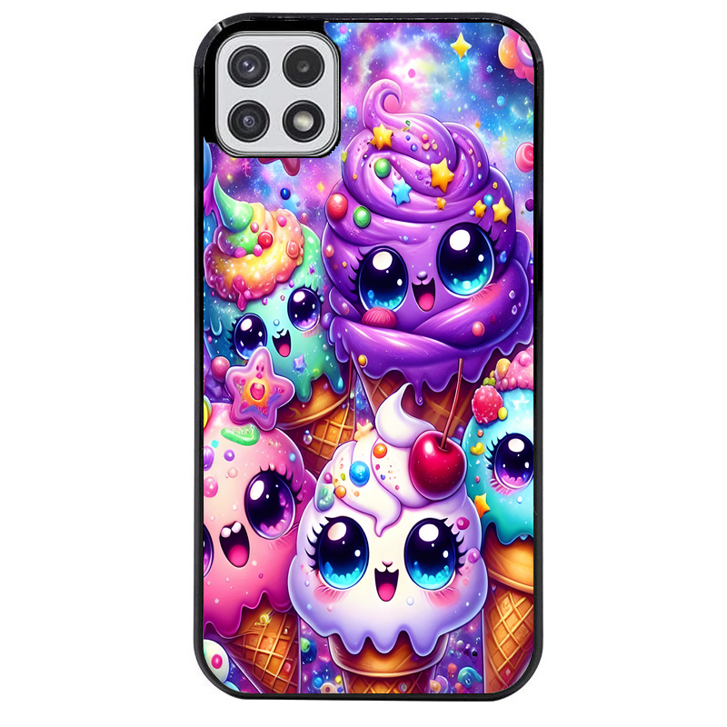 Coque noire taperso pour galaxy A22 A32 A52 A52S 4G 5G  avec motif anime ice cream kawaii protection antichoc personnalisée