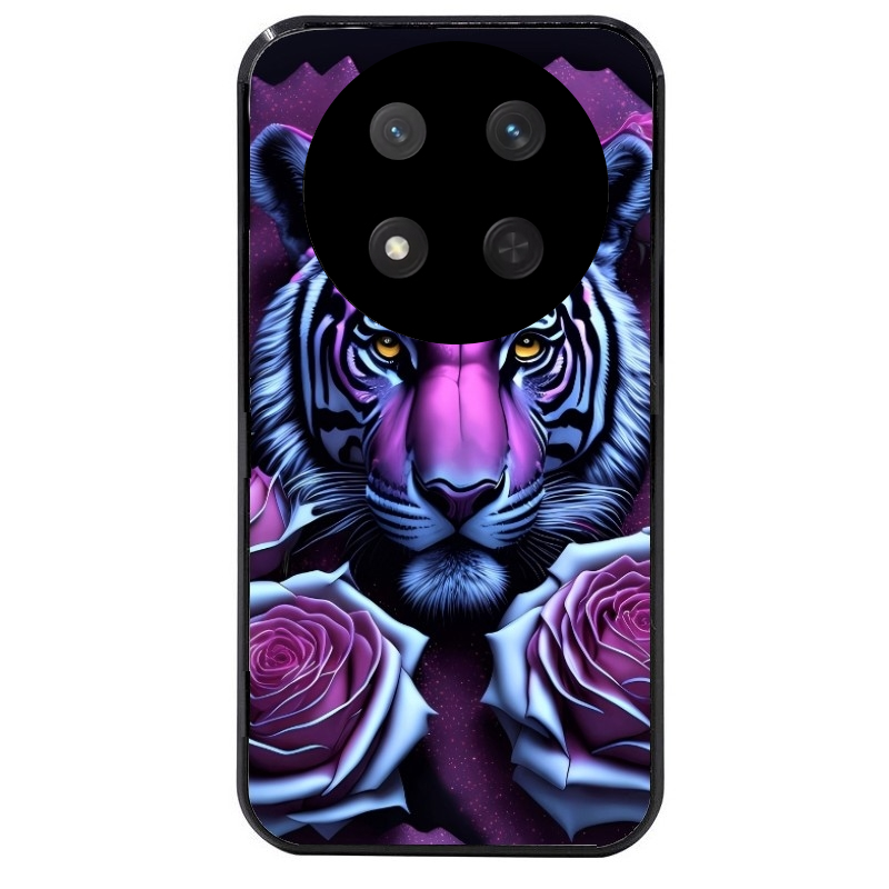 Coque noire taperso pour Magic 7 LITE et PRO avec motif tigre uv style manga protection antichoc personnalisée