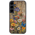 Coque noire taperso pour galaxy A06 A16 A26 A36 A56 avec motif bois et papillon 1 protection antichoc personnalisée