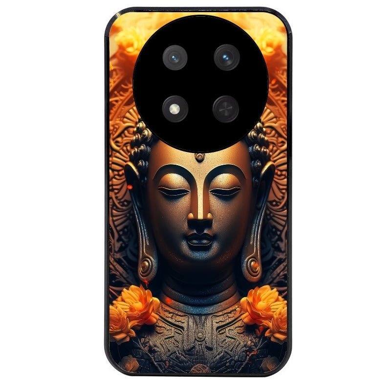 Coque noire taperso pour Magic 7 LITE et PRO avec motif bouddha et fleur protection antichoc personnalisée