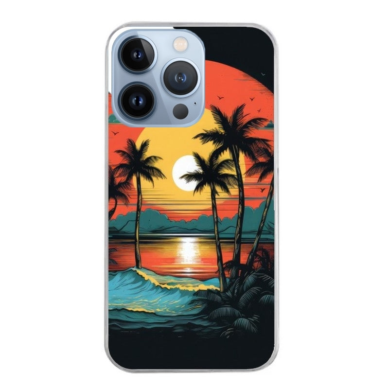 Coque taperso pour Iphone 11 et PRO PRO MAX avec motif hawaii palmier protection antichoc personnalisée