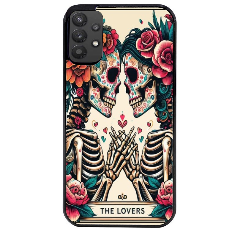 Coque noire taperso pour galaxy A22 A32 A52 A52S 4G 5G  avec motif tete de mort lovers protection antichoc personnalisée