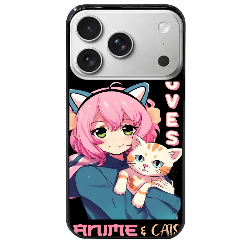 Coque noire taperso pour Iphone 17 17E AIR MAX PRO avec motif anime et chat protection antichoc personnalisée