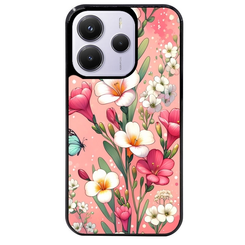 Coque noire taperso pour Redmi Note 14 et PRO PLUS 4G 5G avec motif fleur rose protection antichoc personnalisée