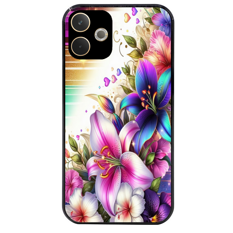 Coque noire taperso pour OPPO A5 PRO 4G et 5G avec motif fleur fluo protection antichoc personnalisée