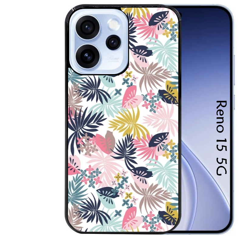 Coque noire taperso pour OPPO Reno 15 et F FS 5G avec motif jungle et fleur rose protection antichoc personnalisée