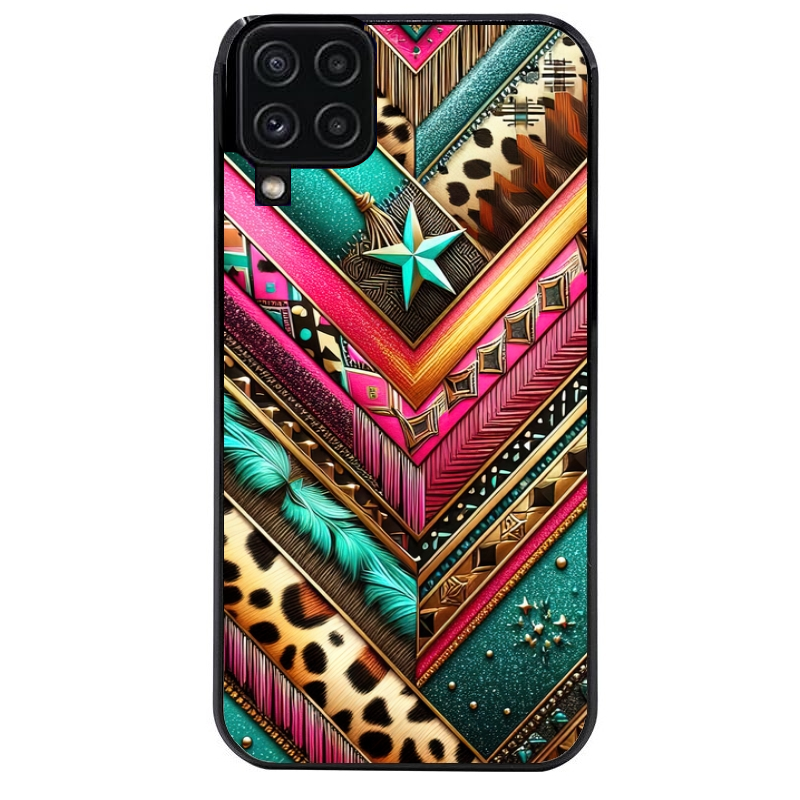 Coque noire taperso pour galaxy A22 A32 A52 A52S 4G 5G  avec motif chevron texas protection antichoc personnalisée