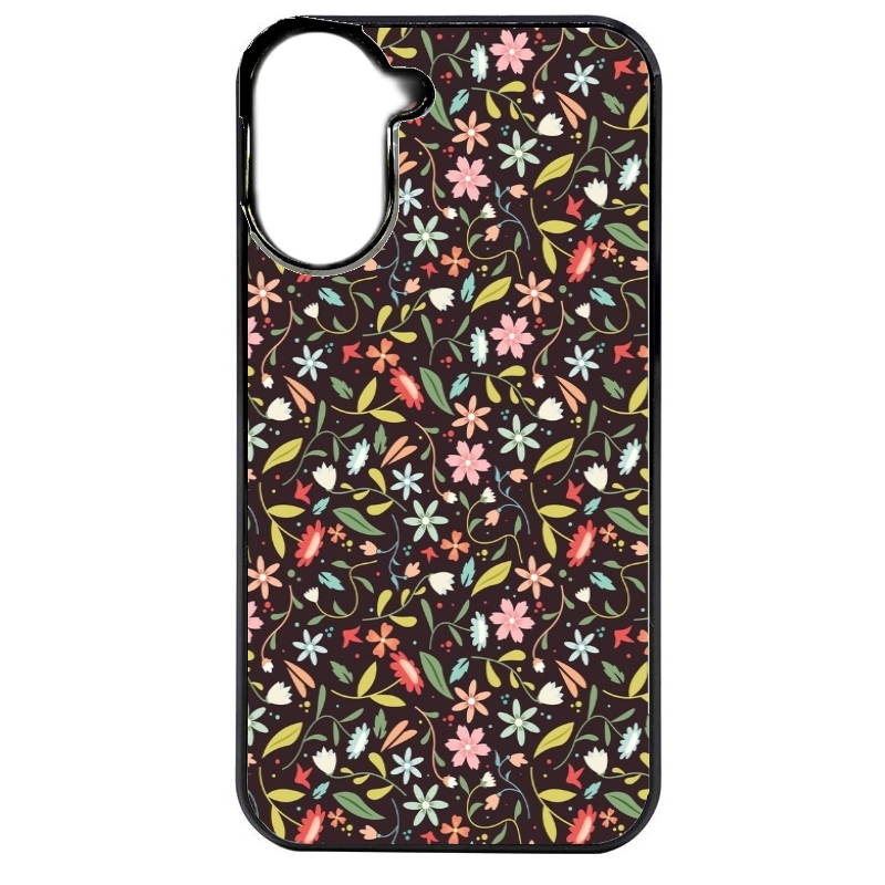 Coque noire taperso pour POCO C71 4G avec motif petites feurs multicolores protection antichoc personnalisée
