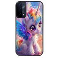 Coque noire taperso pour OPPO A54 et A74 5G avec motif licorne style anime protection antichoc personnalisée