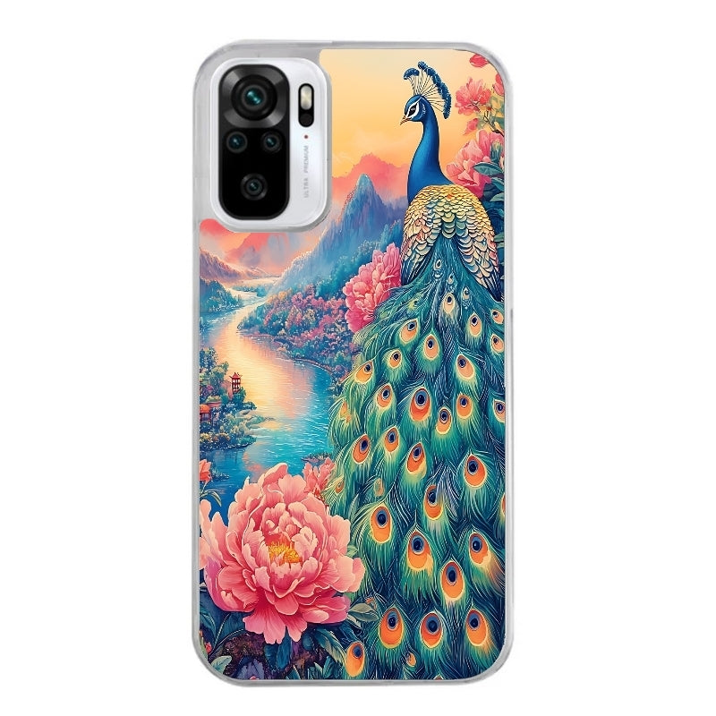 Coque taperso pour Redmi Note 10 4G 5G PRO 10S avec motif paon japan protection antichoc personnalisée
