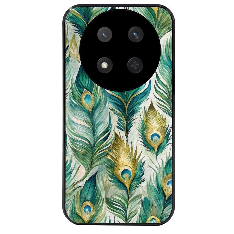Coque noire taperso pour Magic 7 LITE et PRO avec motif paon plumes protection antichoc personnalisée