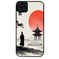 Coque noire taperso pour galaxy A22 A32 A52 A52S 4G 5G  avec motif samourai et temple personnalisee protection antichoc personnalisée