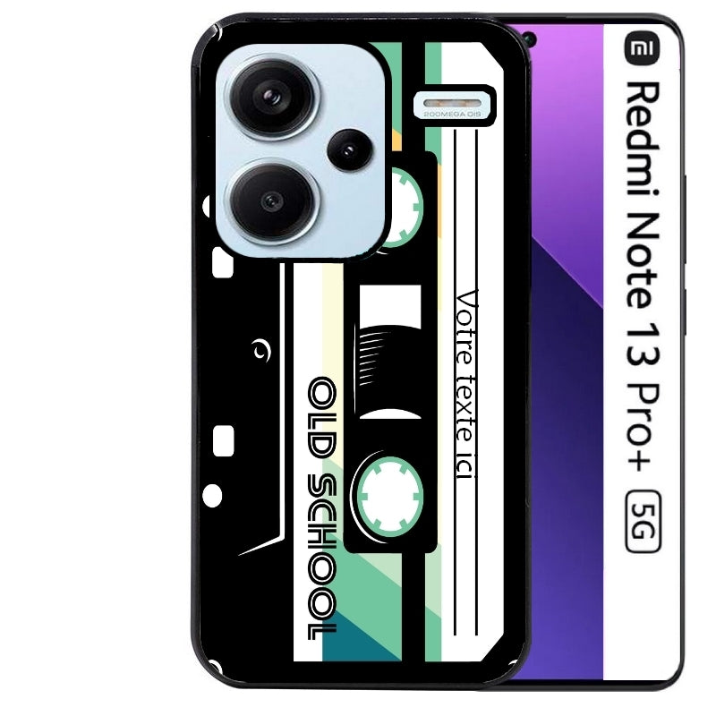 Coque noire taperso pour Redmi Note 13 PRO PLUS 5G personnalisable avec motif cassette vintage protection antichoc personnalisée