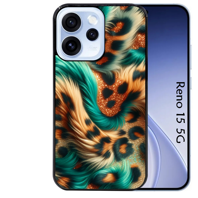 Coque noire taperso pour OPPO Reno 15 et F FS 5G avec motif effet fourrure leopard 3 protection antichoc personnalisée