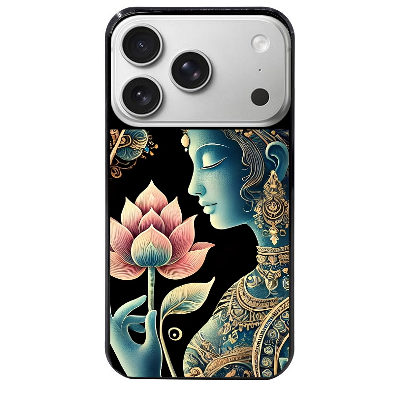 Coque noire taperso pour Iphone 17 17E AIR MAX PRO avec motif bouddha et lotus protection antichoc personnalisée