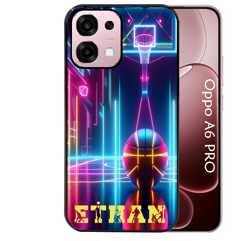 Coque noire taperso pour OPPO A6 PRO 4G et 5G avec motif basket electro personnalisee protection antichoc personnalisée