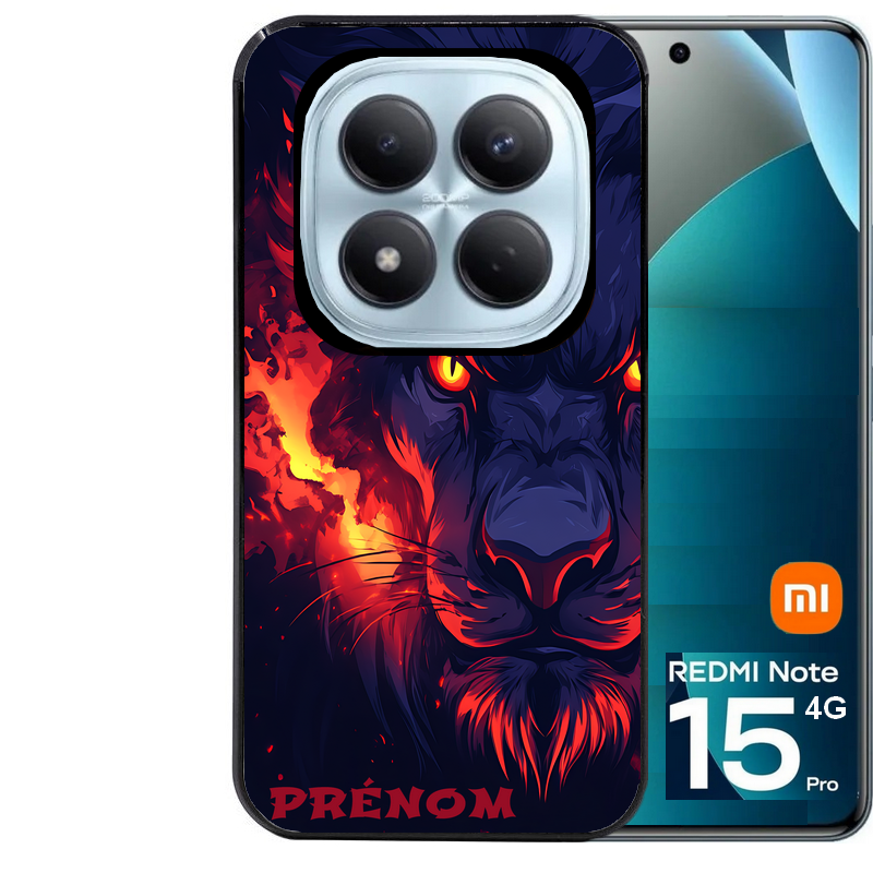 Coque noire taperso pour Redmi Note 15 et PRO PLUS 4G 5G avec motif lion anime protection antichoc personnalisée
