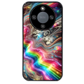 Coque noire taperso pour Magic 8 LITE et PRO avec motif marbre arc en ciel protection antichoc personnalisée