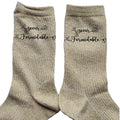 Chaussettes personnalisée paillettes doré motif soeur formidable