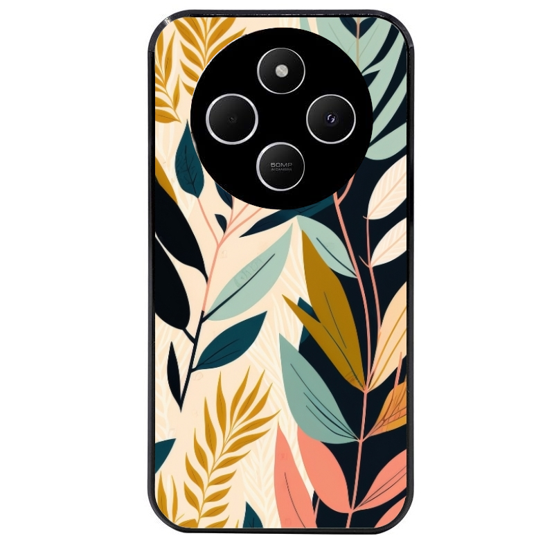 Coque noire taperso pour POCO C75 avec motif vintage et fleur protection antichoc personnalisée