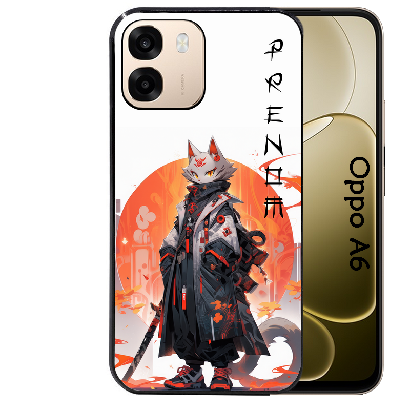 Coque noire taperso pour OPPO A6 A6X 4G et 5G avec motif anime chat japan personnalise protection antichoc personnalisée