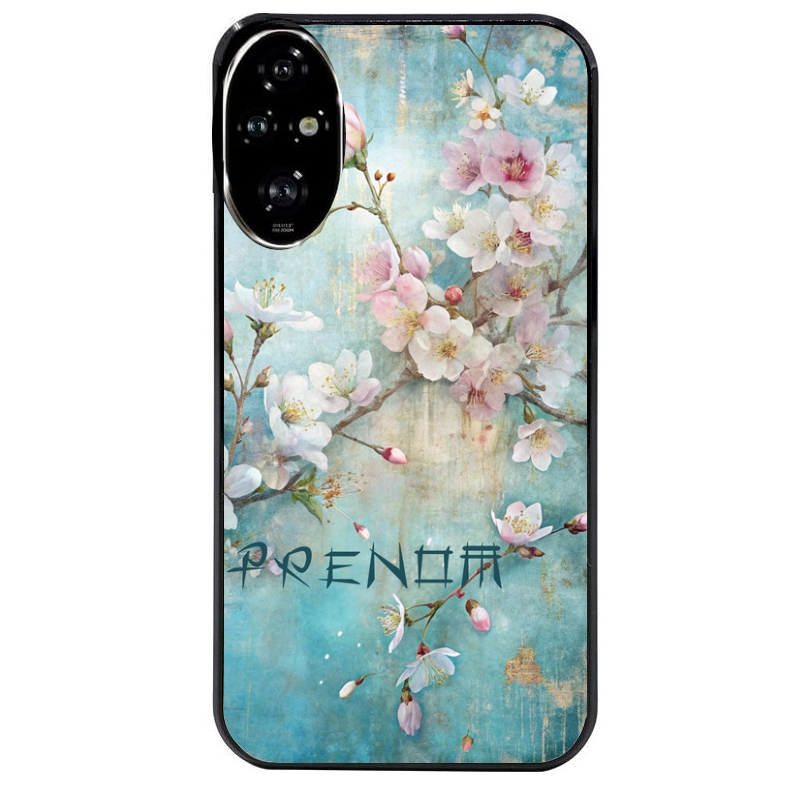 Coque noire taperso pour Honor 200 et Lite Pro Smart avec motif fleur sakura personnalisee protection antichoc personnalisée
