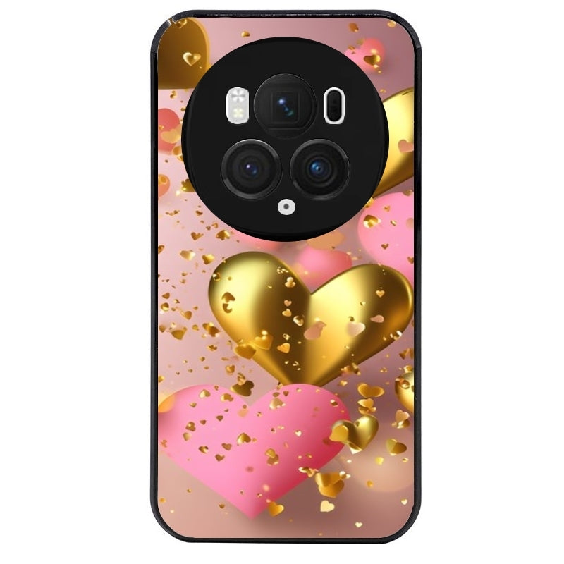 Coque noire taperso pour Magic 5 6 LITE et PRO avec motif coeur rose protection antichoc personnalisée
