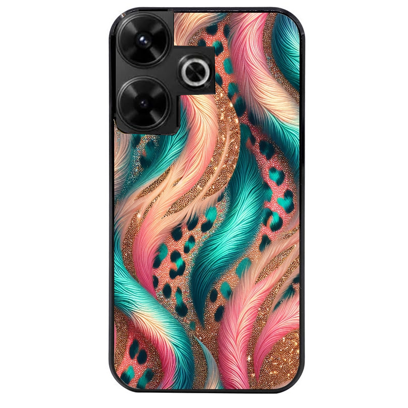 Coque noire taperso pour POCO M6 4G avec motif effet fourrure leopard 2 protection antichoc personnalisée